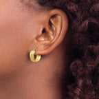 14K Polished and Satin Round Hoop Earrings