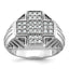 14k White Gold Men's Polished Textured and Grooved Cross Cluster Ring Mounting, Mounting Only