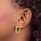 14K Polished and Twisted Hoop Earrings