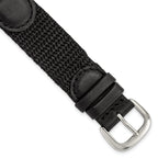 Army-Style Watch Band in Black Nylon & Leather, 16mm