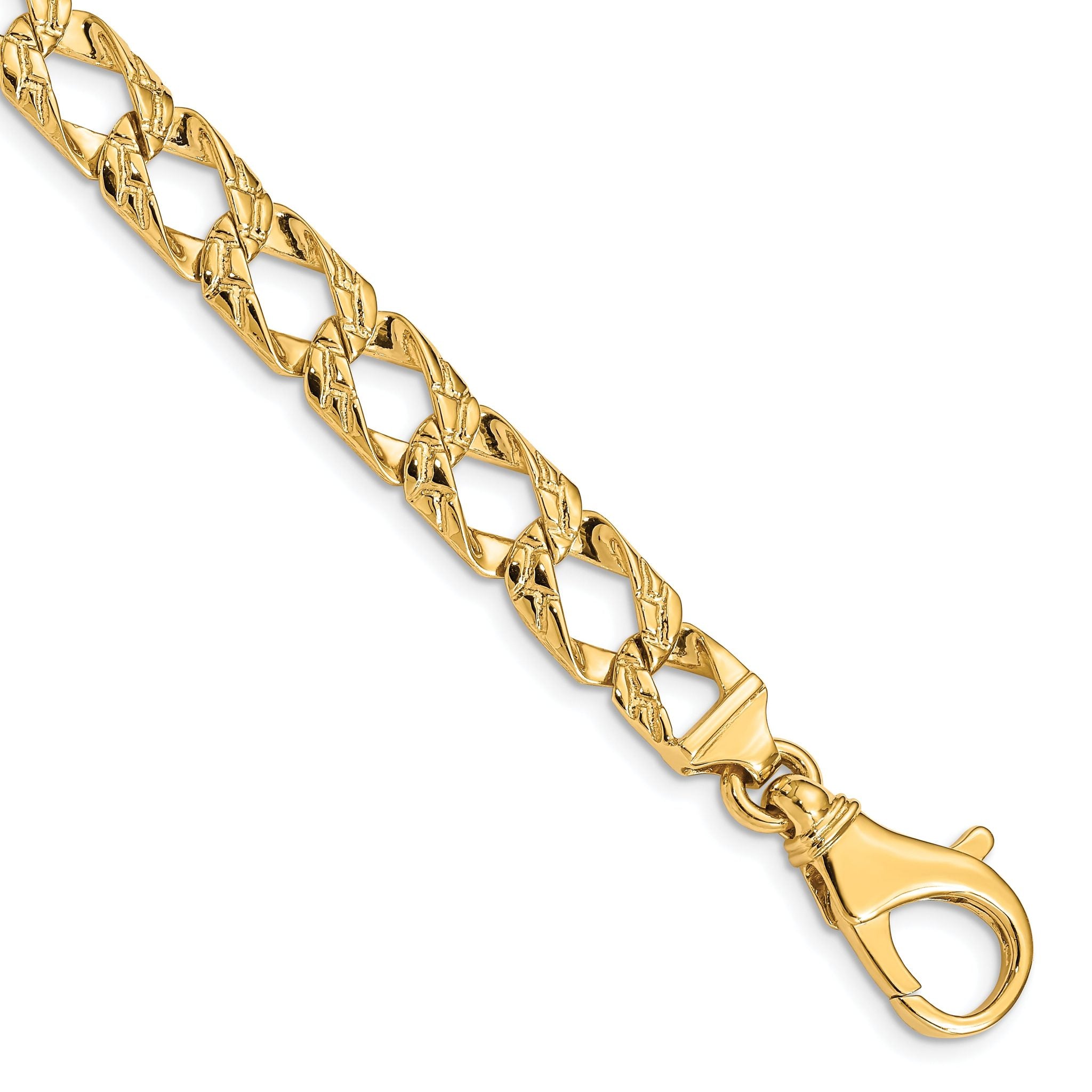 14K 7 inch 8.6mm Hand Polished Fancy Link with Fancy Lobster Clasp Bracelet Main image