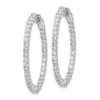 14k White Gold 3 1/3 carat Lab Grown Diamond VS/SI+ G+ Oval In and Out Safety Clasp Hoop Earrings