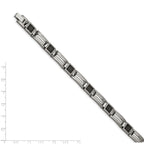 Stainless Steel Polished with Black Carbon Fiber Inlay Link Bracelet for Men