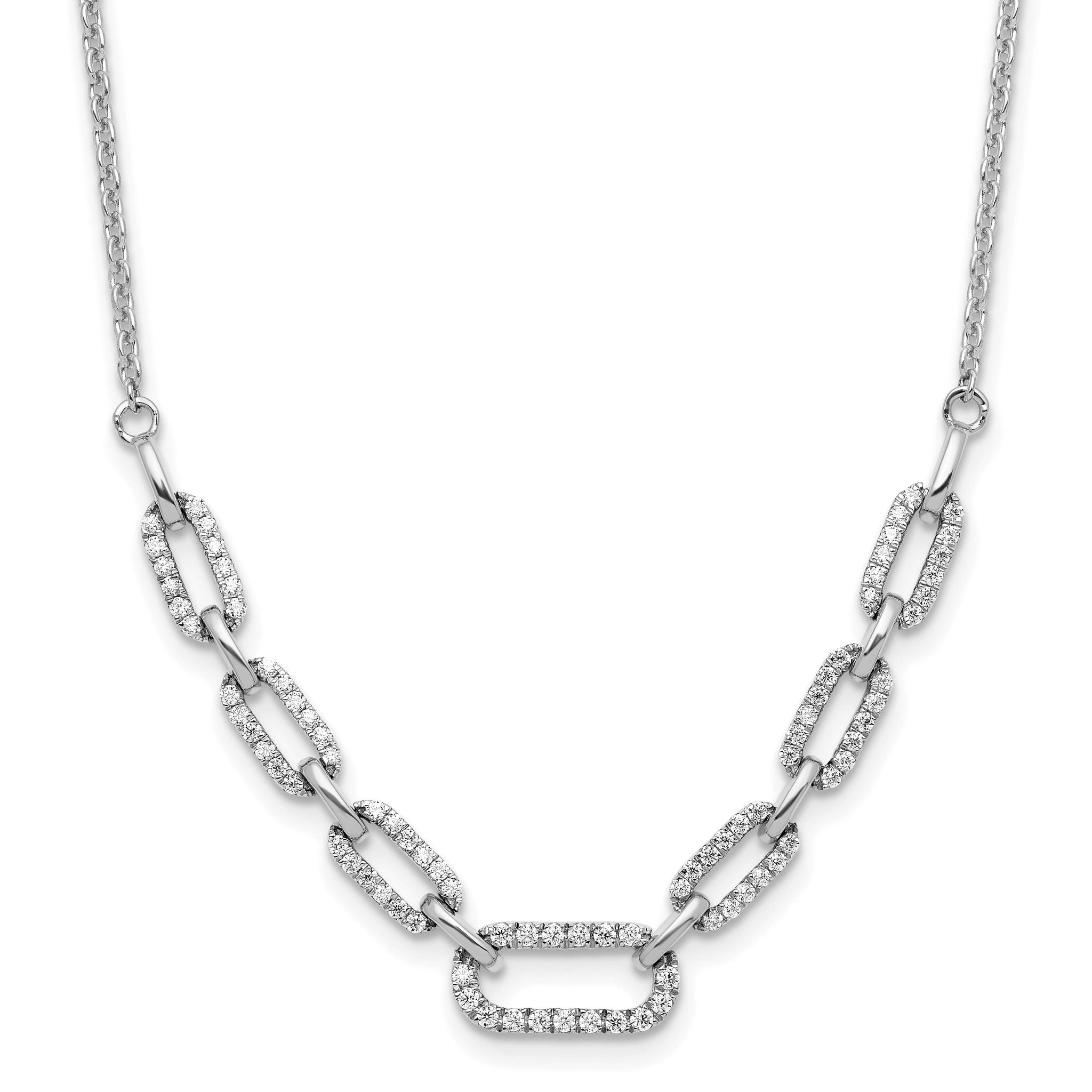 14k White Gold 1/2 carat Lab Grown Diamond VS/SI+ G+ 18.25 inch Fashion Link Necklace Main image