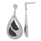 Sterling Silver Teardrop Earrings with Black and Clear CZ Elegance