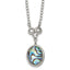 Stainless Steel Antiqued & Polished Imit. Abalone/CZ w/1.5in ext Necklace