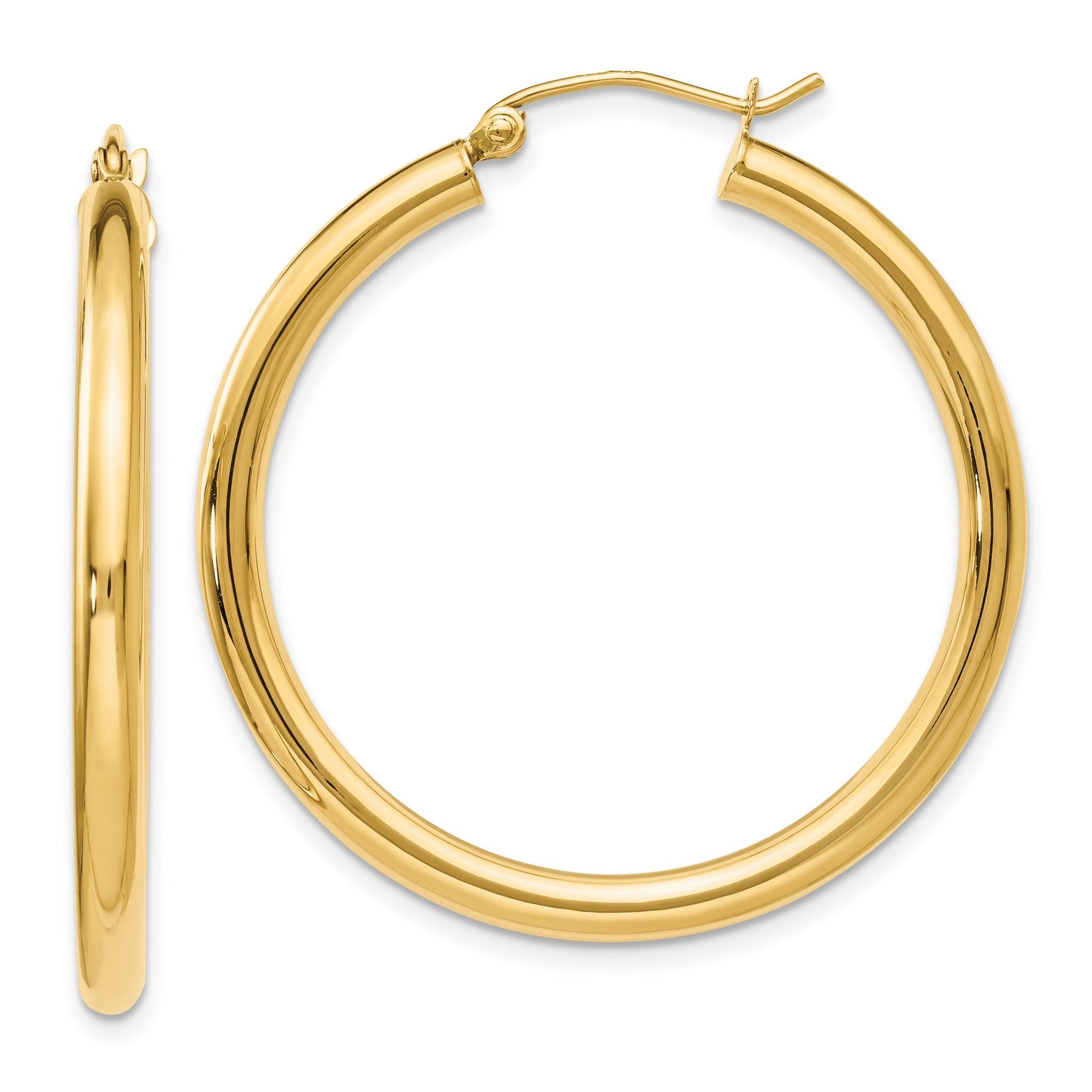 10K Polished Hinged Hoop Earrings Main image