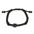 Stainless Steel Polished Black IP-plated Cross Black Nylon Adjustable Bracelet for Men