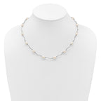 Sterling Silver Rhodium-plated 6-7mm White Rice Freshwater Cultured Pearl 16-Station 18 inch Necklace