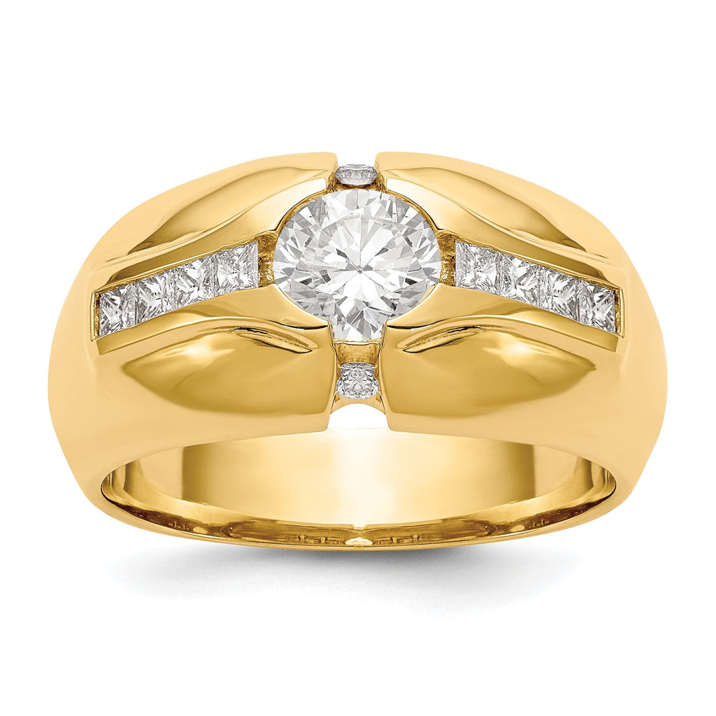 14K (Holds 3/4 carat (5.5mm) Round Center) 1/2 carat Diamond Men's Semi-Mount Ring