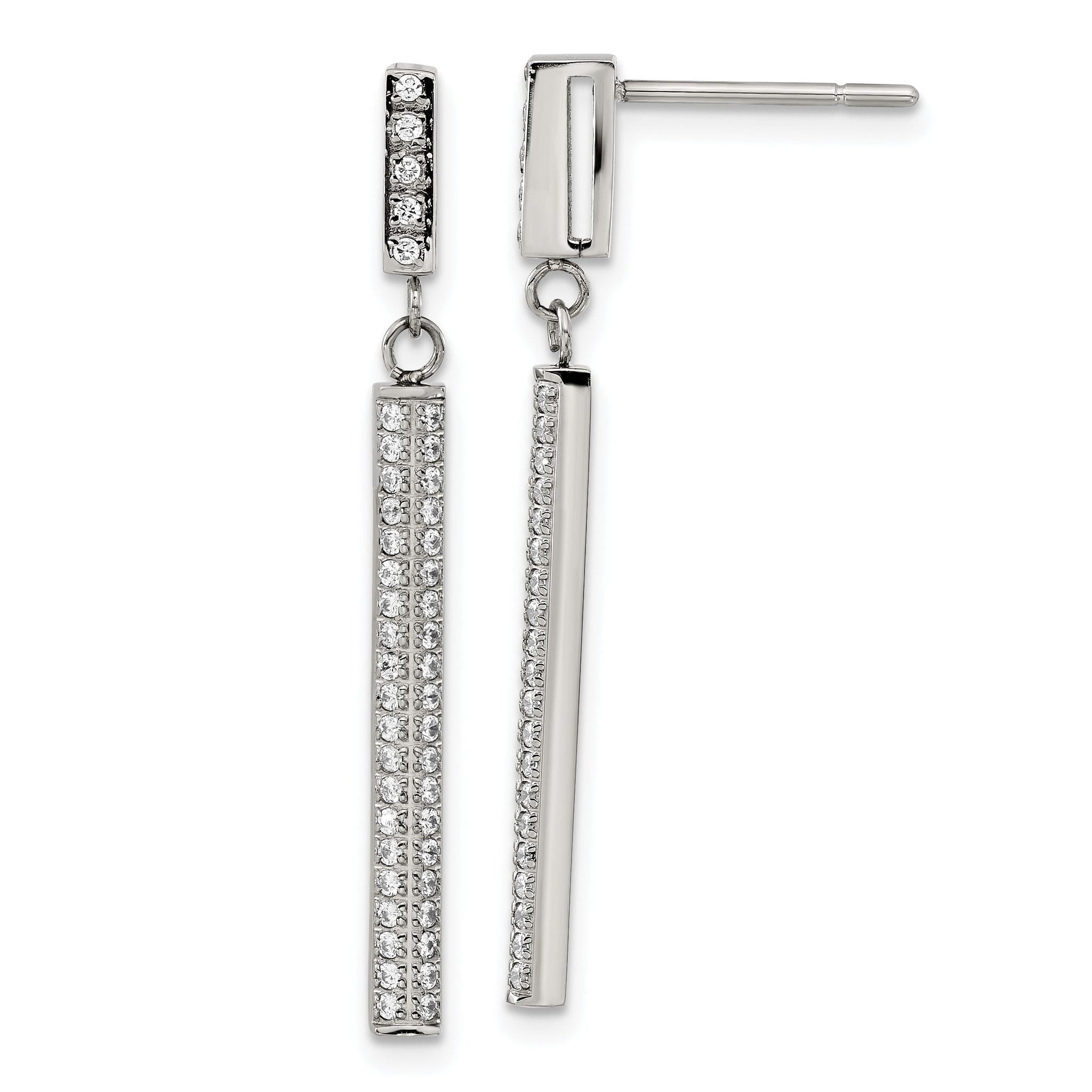 Stainless Steel Polished Cubic Zirconia Drop Dangle Earrings for Women Main image