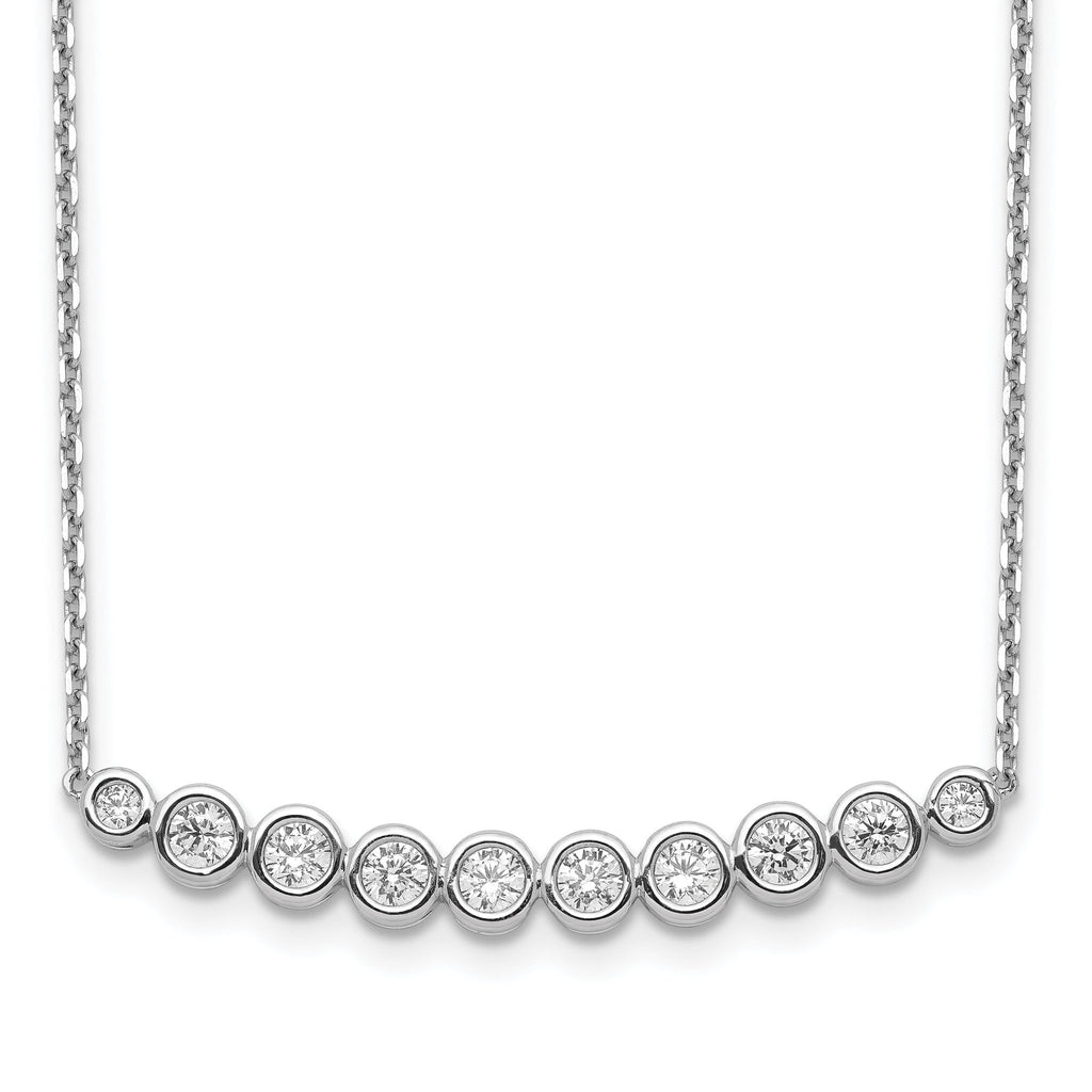 Sophia Jewelers Sterling Silver CZ Bar Necklace with Rhodium Shine and Extender