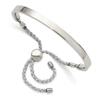 Stainless Steel Polished Bar Adjustable Fabric Cord Bangle Bracelet for Women