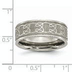 Chisel Titanium Brushed Center 8mm Scroll Design Band