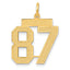 14K Gold Satin Number 87 Charm with Brushed Finish Medium