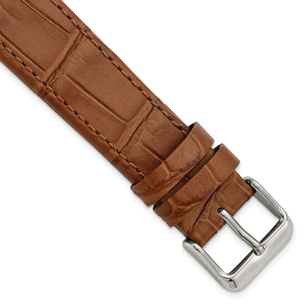 for Apple 38/40mm Smart Watch Brown Gator Grain Calfskin Leather with Stainless Steel Adapters and Buckle 7.5 inch Watch Band