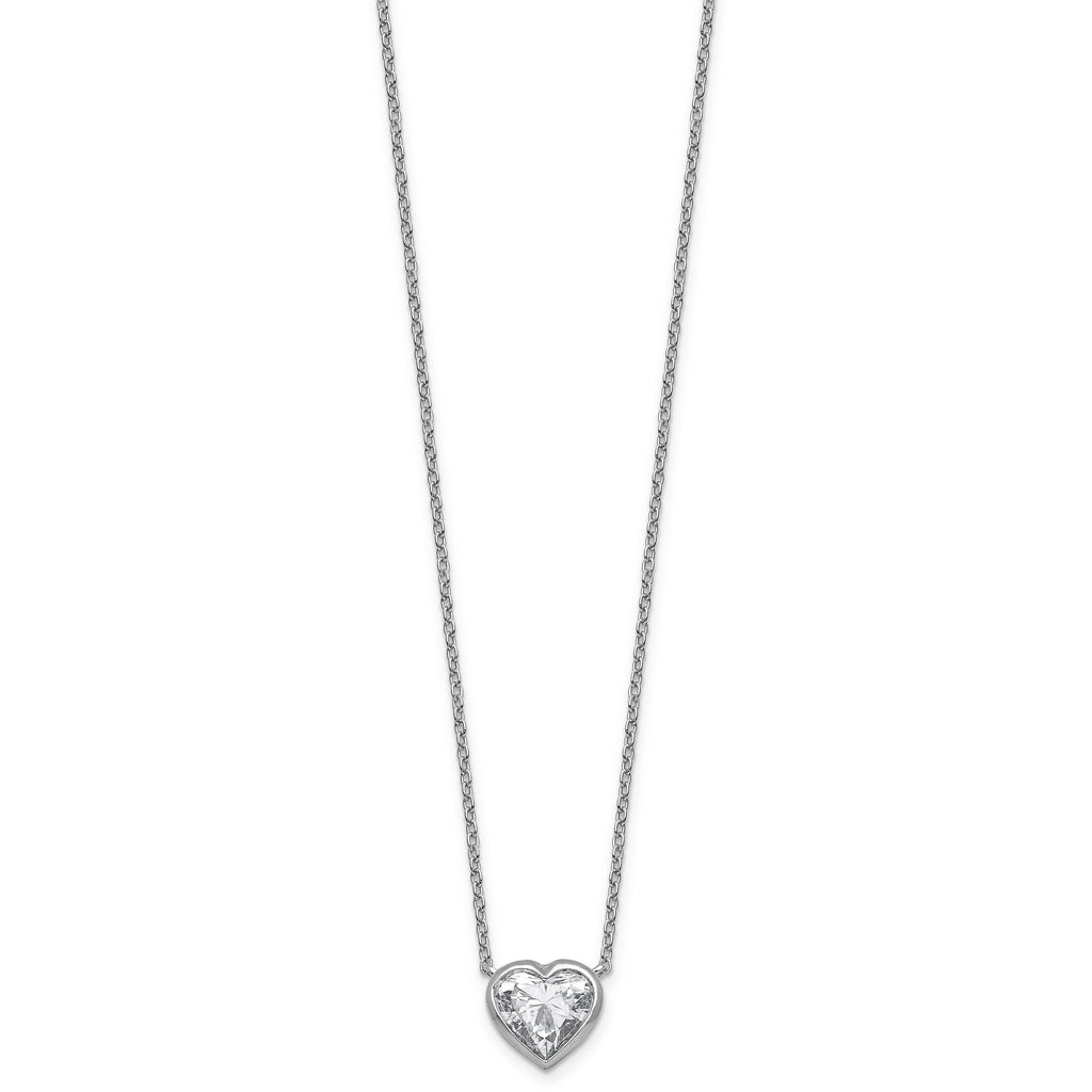 14kw Lab Grown Diamond VS+F+  Heart Bezel Pendant Necklace