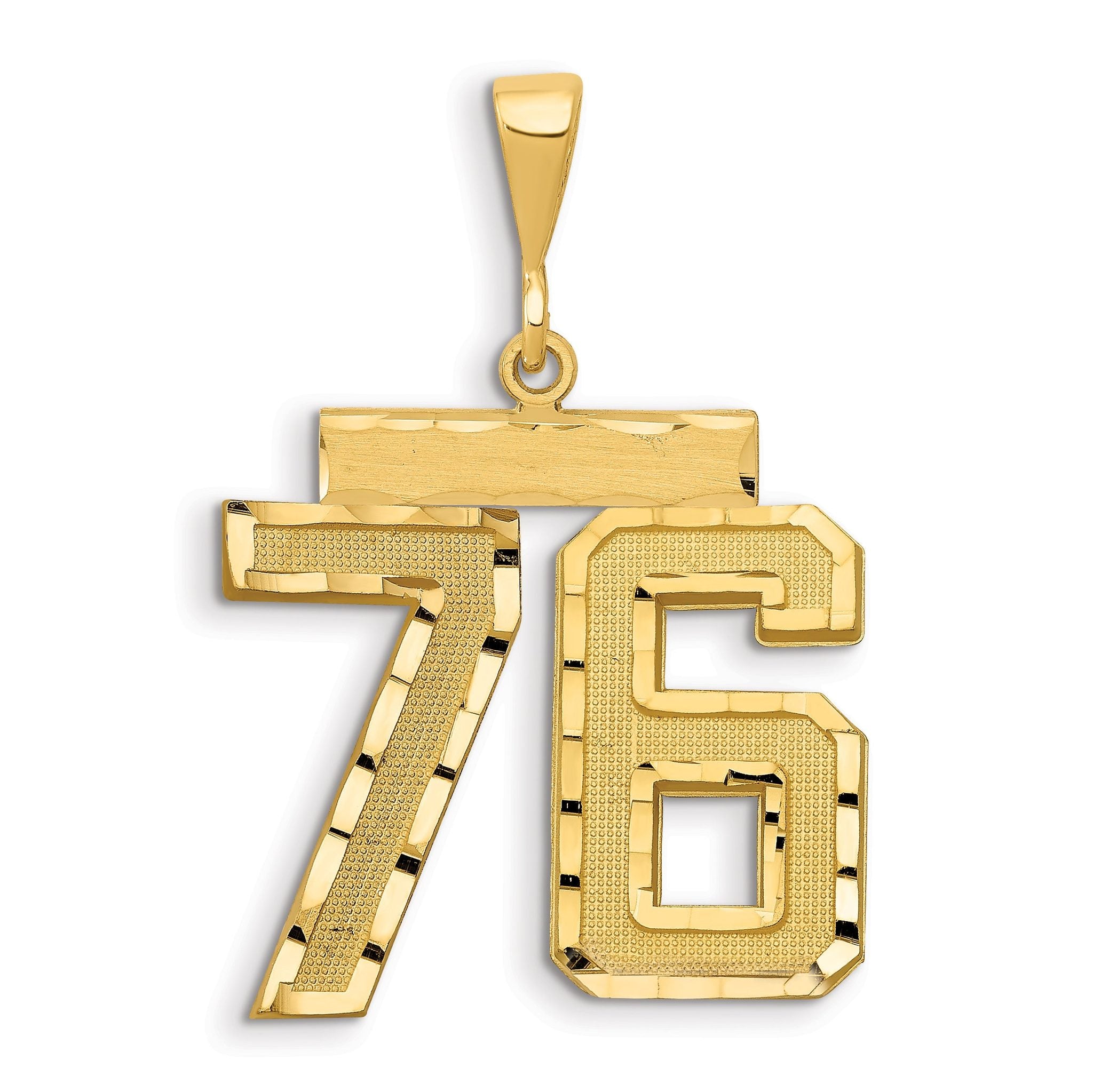 14K Small Diamond-cut Number 76 Charm