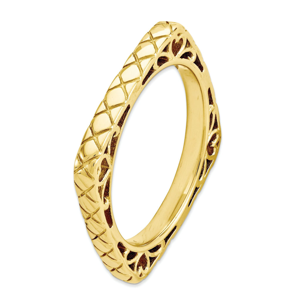 Gold-Plated Square Stackable Ring in Sterling Silver
