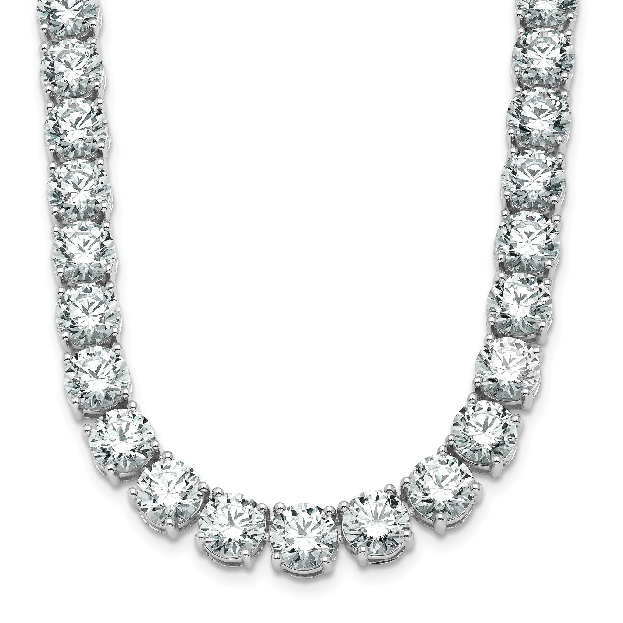 14k White Gold 83 carat Lab Grown Diamond VS+ F+ Complete Round 22 inch Straight Tennis Necklace