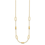 14K Polished Elongated Oval and Bar w/2in Ext. Necklace
