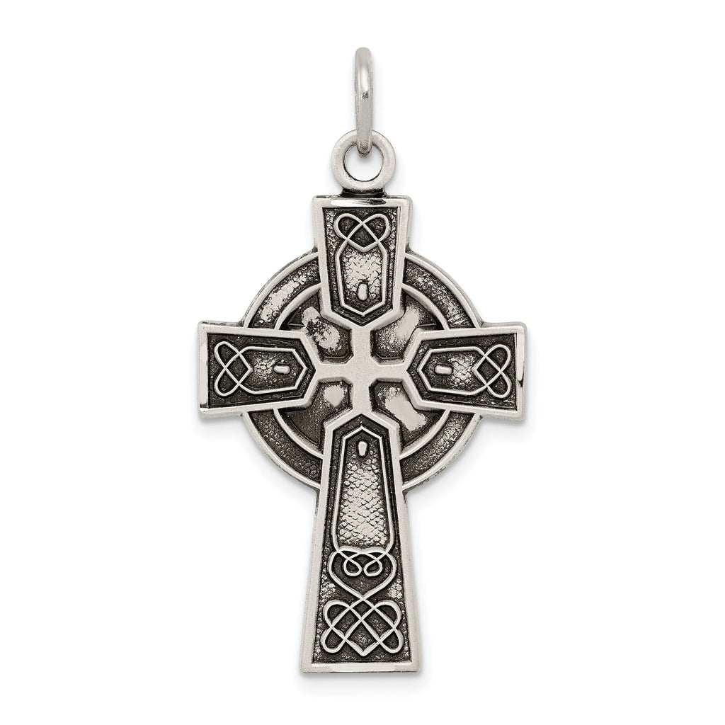 Sterling Silver 925 Irish Cross Pendant with Antiqued Satin Finish