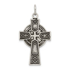 Sterling Silver 925 Irish Cross Pendant with Antiqued Satin Finish