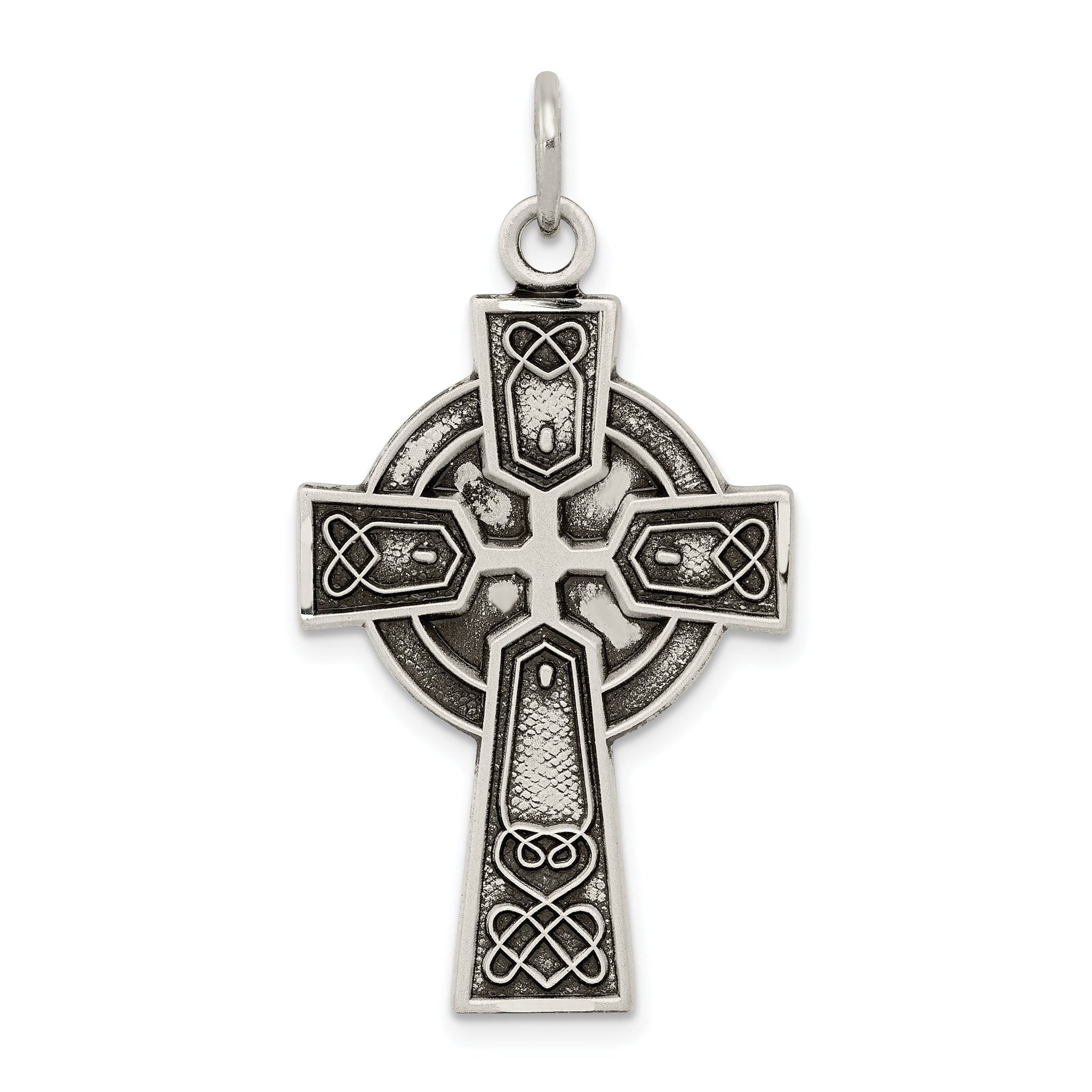 Sterling Silver 925 Irish Cross Pendant with Antiqued Satin Finish