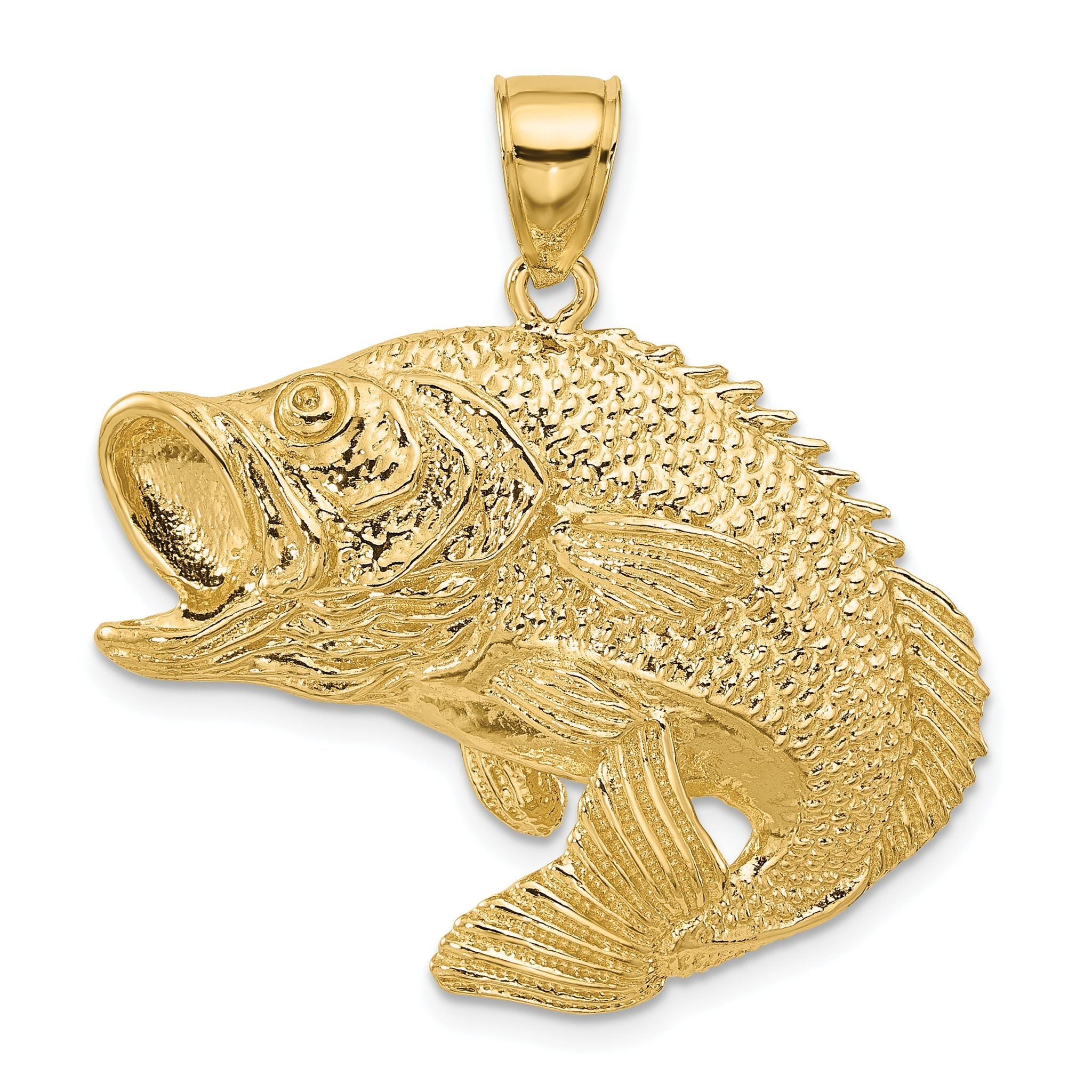 14K 2-D Bass Fish Jumping Charm Main image