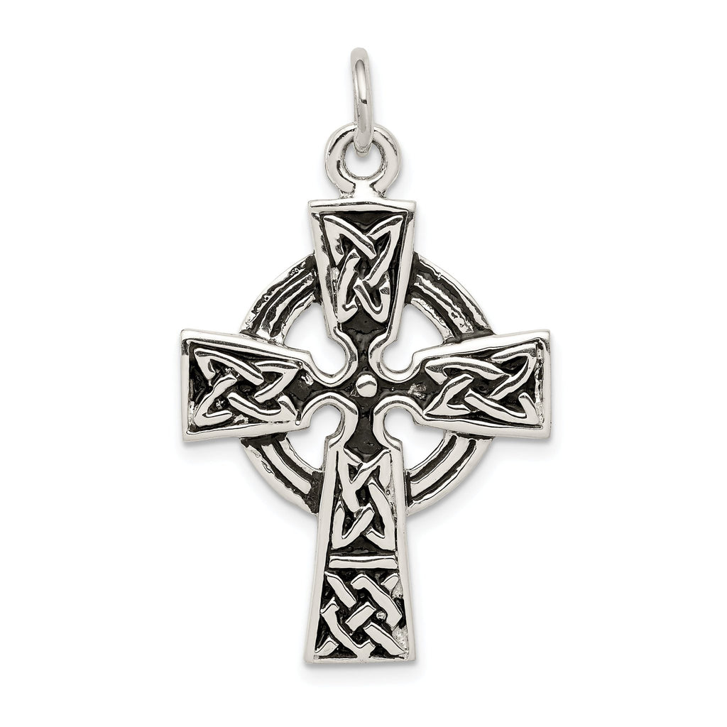 Sterling Silver 925 Antiqued Celtic Cross Charm Polished, Solid, Vintage Design