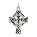 Sterling Silver 925 Antiqued Celtic Cross Charm Polished, Solid, Vintage Design