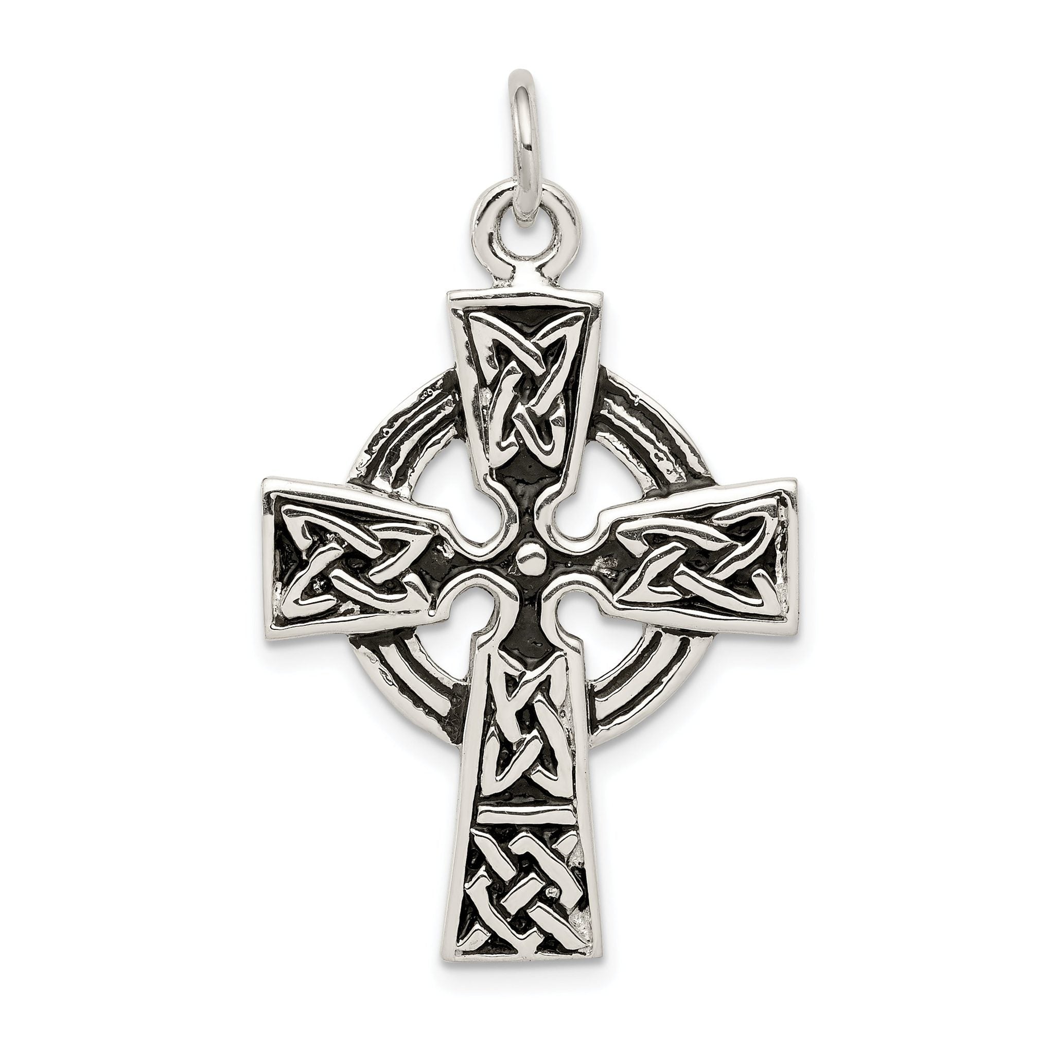 Sterling Silver 925 Antiqued Celtic Cross Charm Polished, Solid, Vintage Design