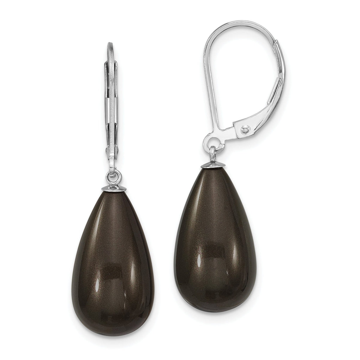 Majestik Rhodium-Plated Sterling Silver Teardrop Shell Pearl Earrings Main image