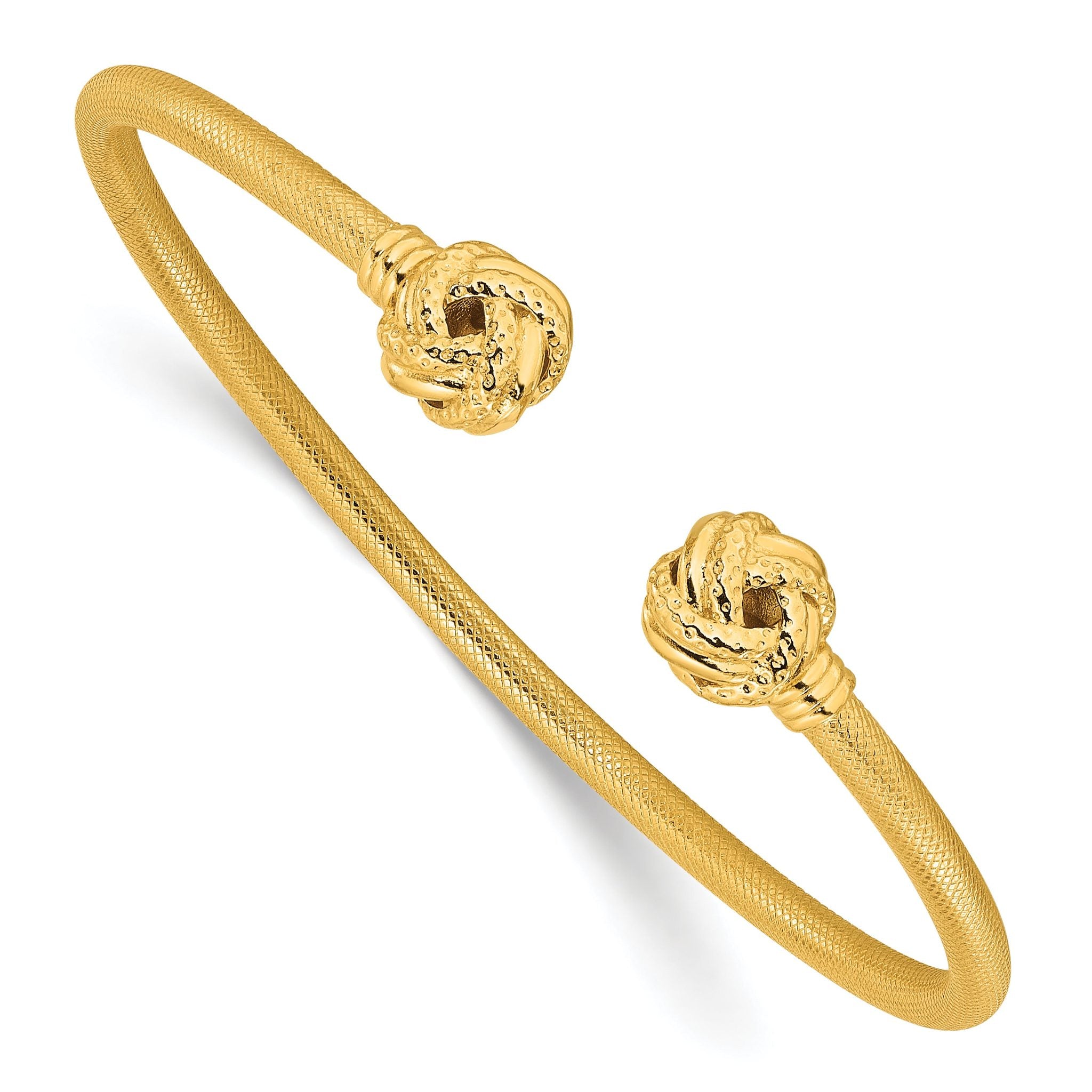 Sterling Silver Gold-tone Textured Love Knot Cuff Bangle Main image