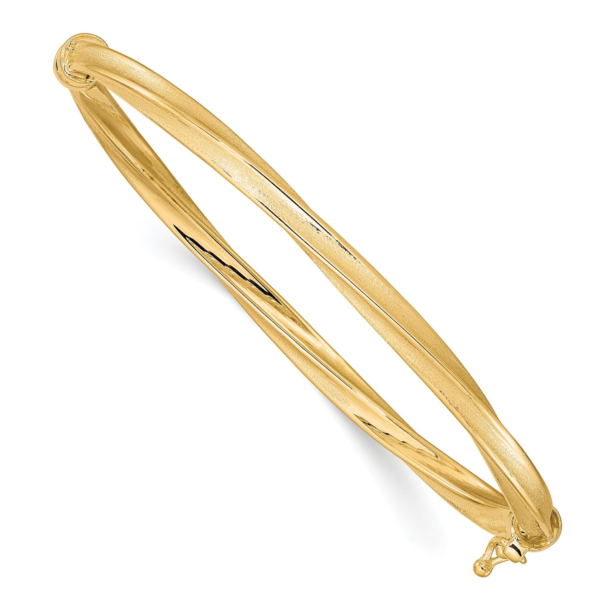 10k Polished and Brushed Hinged Bangle Main image