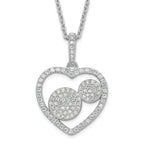 Sterling Silver CZ Heart Necklace with Polished Finish and Rhodium Plating