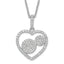 Sterling Silver CZ Heart Necklace with Polished Finish and Rhodium Plating