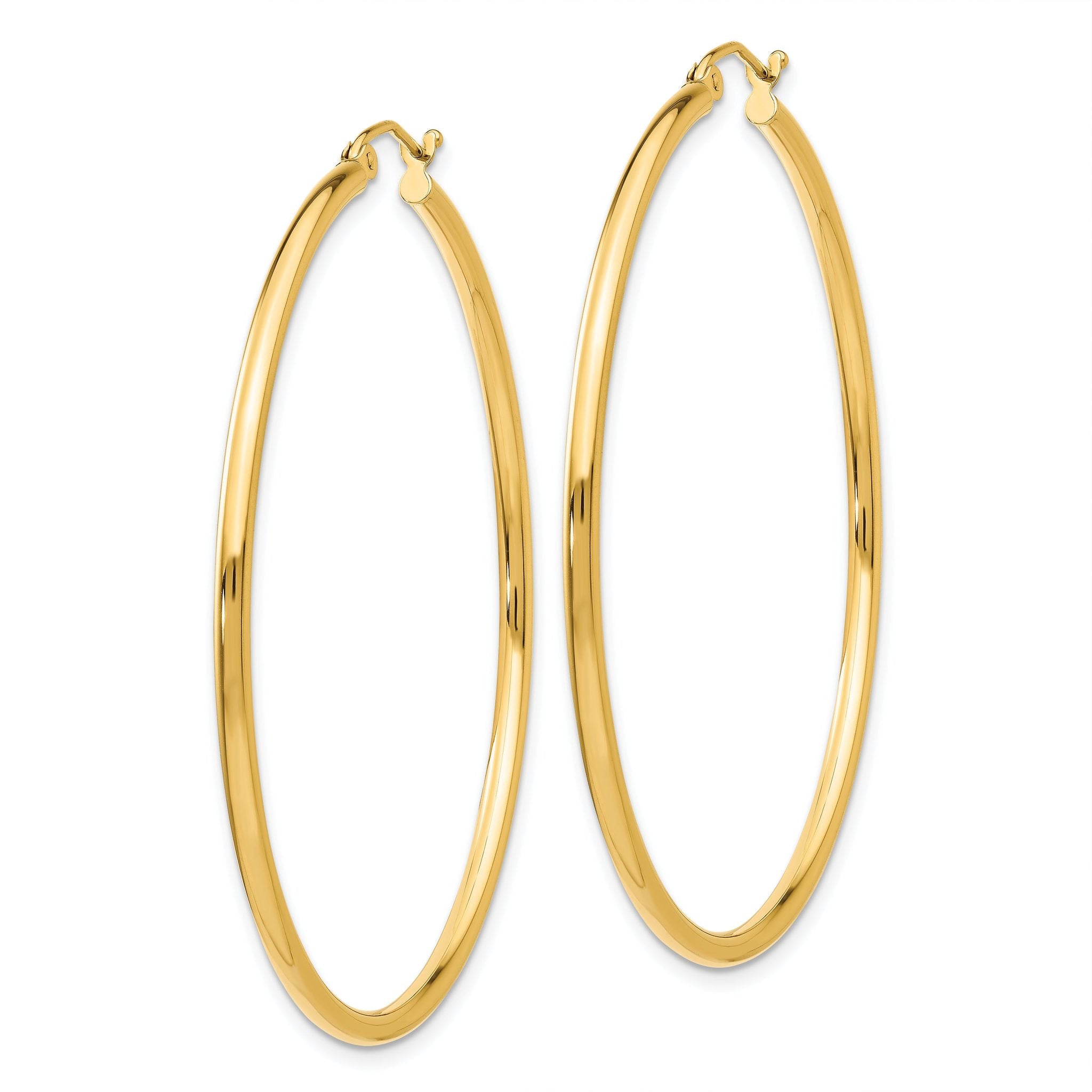 14k Polished 2x50mm Tube Hoop Earrings Secondary image