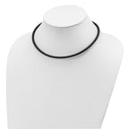 Sterling Silver 16inch 4mm Black Rubber Cord Necklace