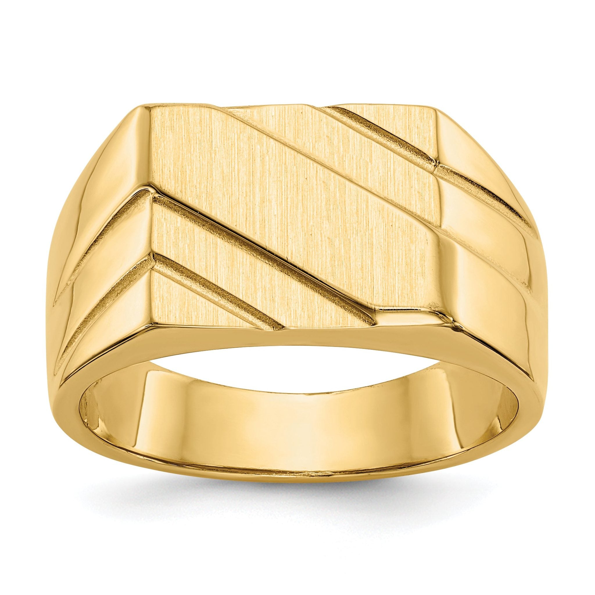 14k 13.0x11.0mm Open Back Diagonal Mens Signet Ring Main image