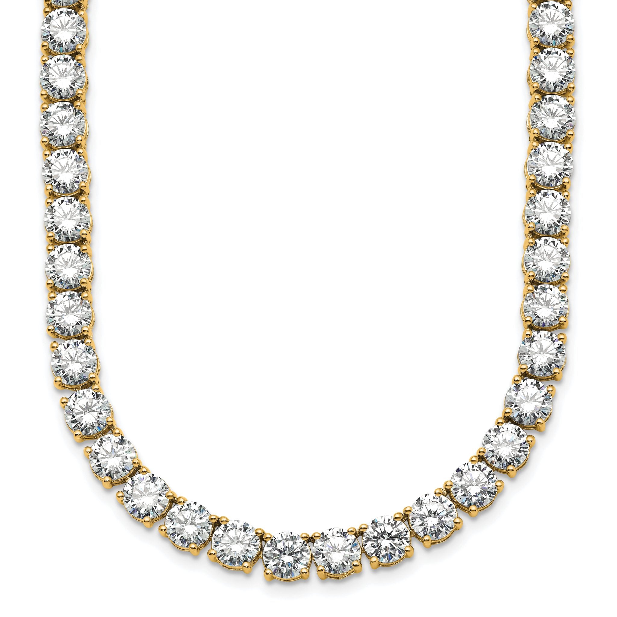14k 56 1/4 carat Lab Grown Diamond VS+ F+ Complete Round 18 inch Straight Tennis Necklace