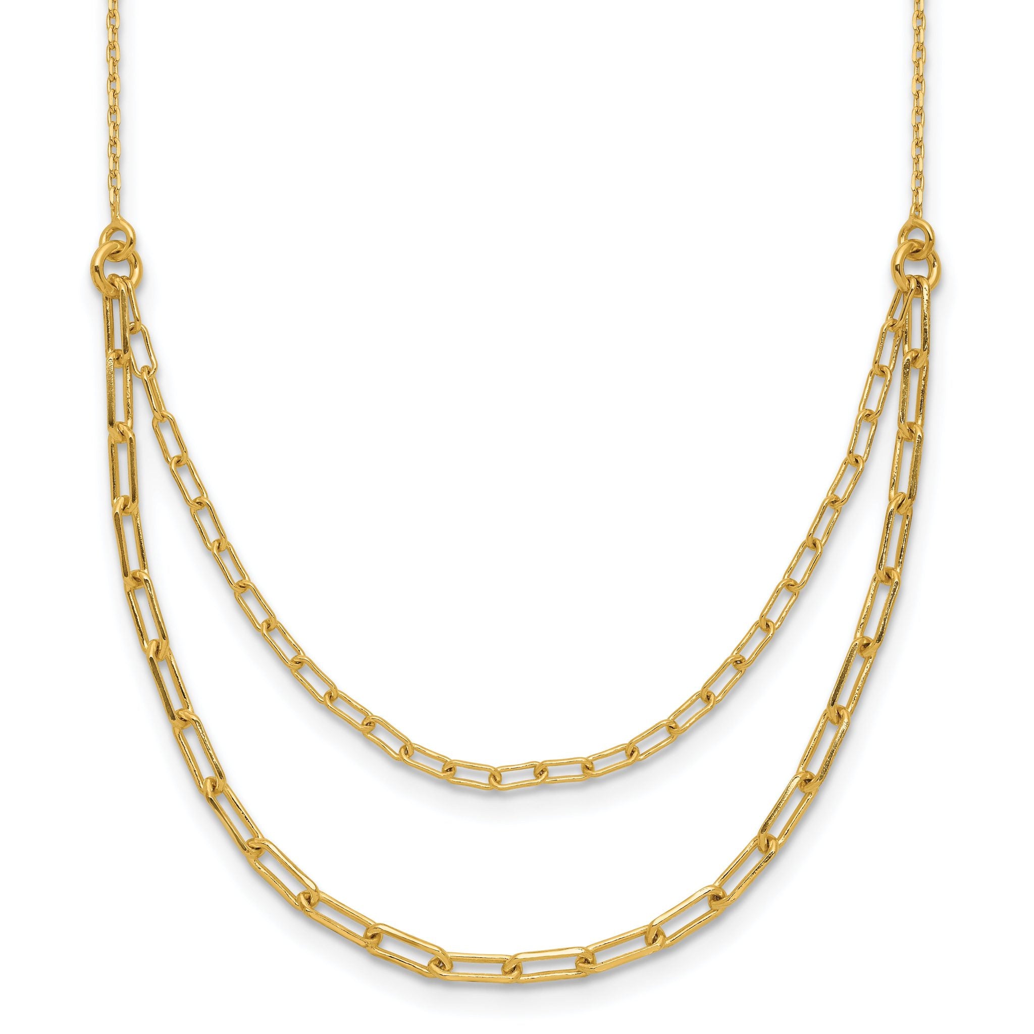 Sterling Silver Gold-plated Polished Multi-layer Link w/ 2in ext. Main image
