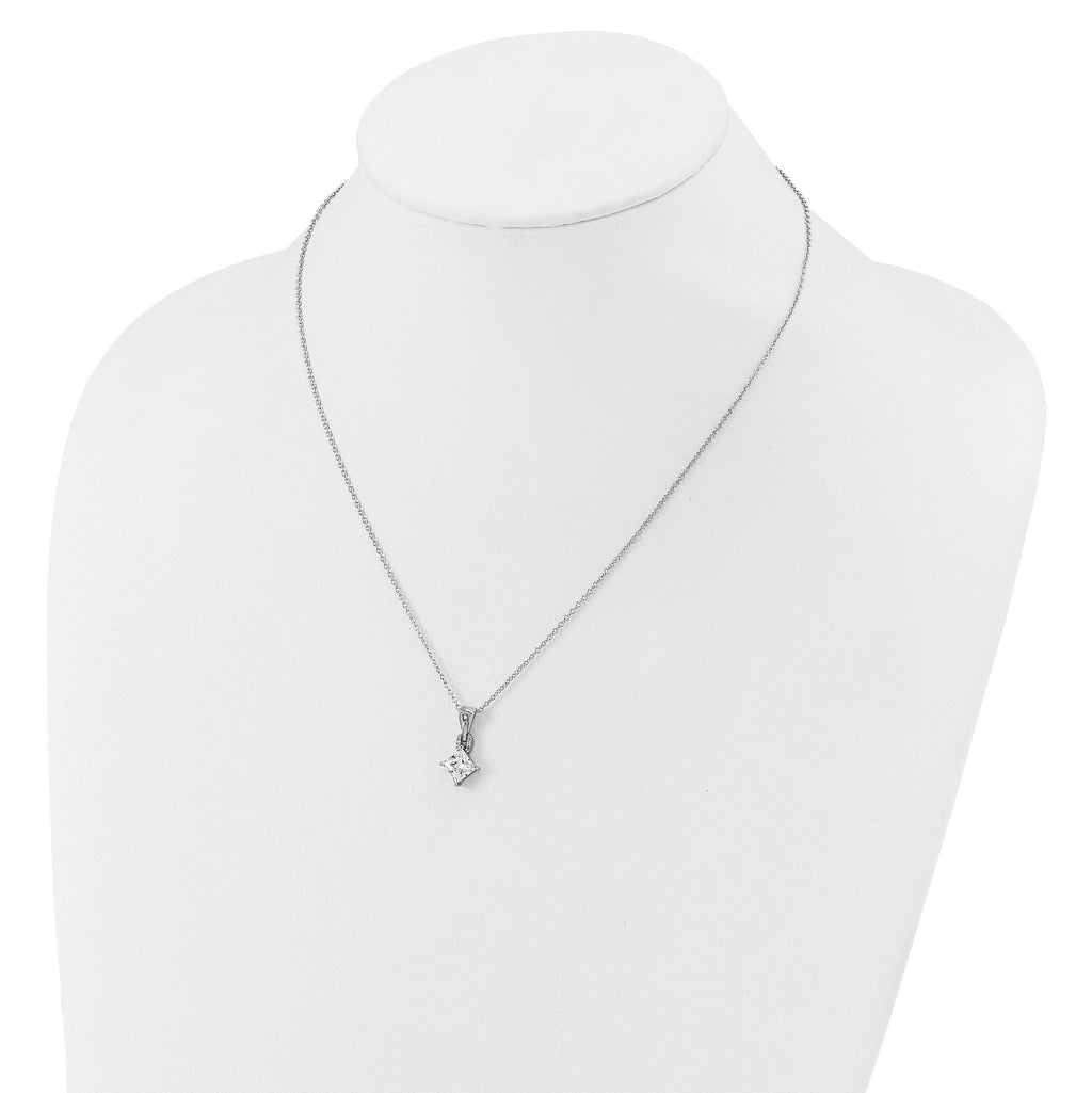 Cheryl M Sterling Silver Rhodium-plated Polished Fancy CZ Link with 2 Inch Extension Necklace