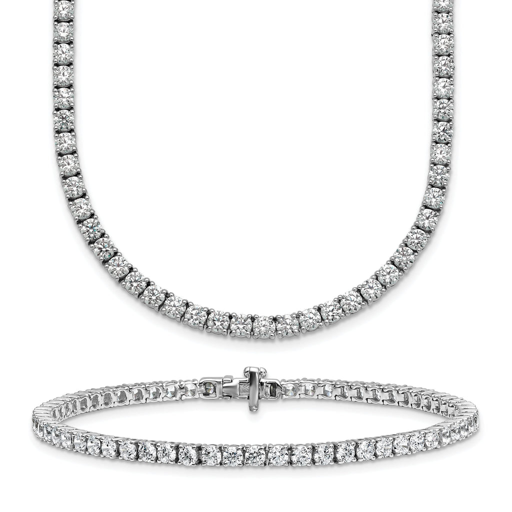 14k White Gold 16 7/8 carat Lab Grown Diamond VS/SI+ G+ Complete Convertible Tennis Necklace and Bracelet
