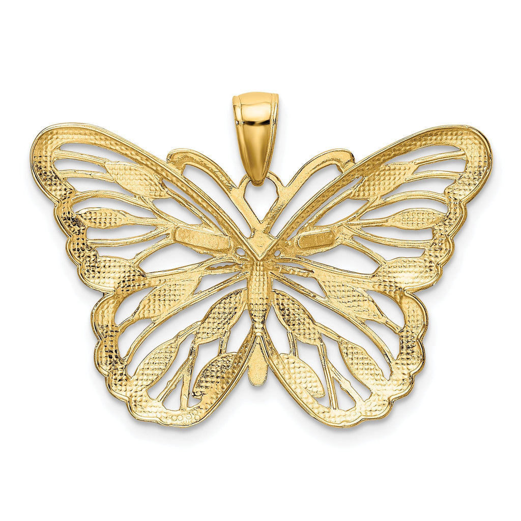 10K W/Rhodium Butterfly Pendant