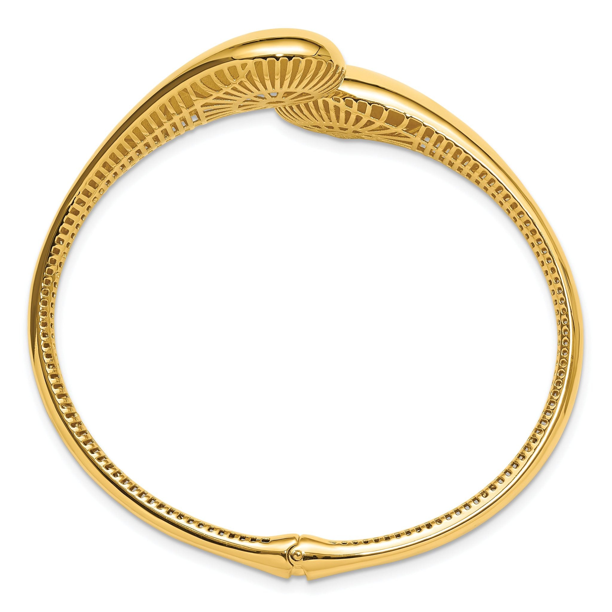 14K Polished Bypass Teardrop Hinged Bangle Secondary image