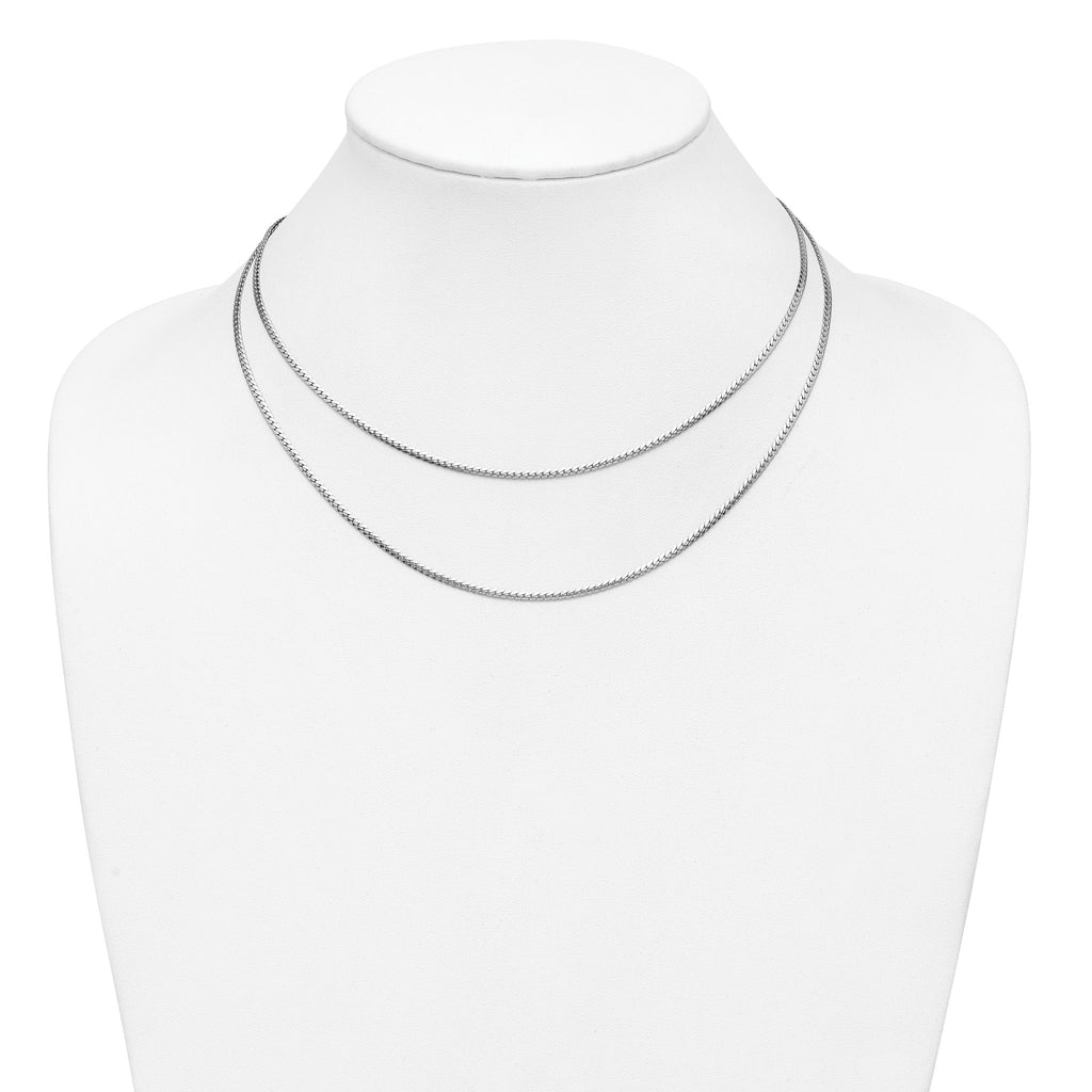 Sterling Silver RH-Plated Pol. Fancy 2-strand w/2in ext. Necklace