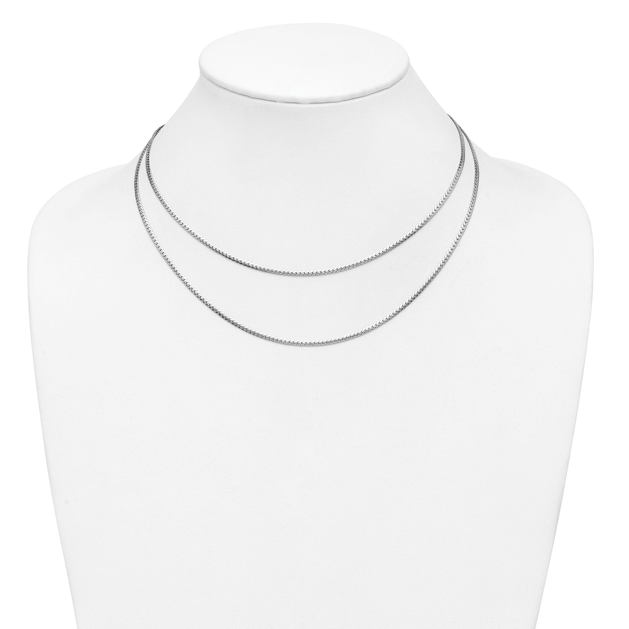 Sterling Silver RH-Plated Pol. Fancy 2-strand w/2in ext. Necklace