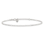 Sterling Silver Figaro Chain 9 inch Plus 1 inch Extender - Total 10 inch Anklet