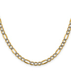 14K 7 inch 5.25mm Semi-Solid with Rhodium Pavâ Figaro with Lobster Clasp Bracelet